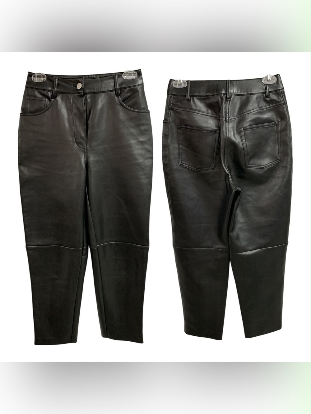 Aritzia Black Faux Leather - Cropped Tapered Fit Size XXS